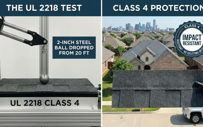 showing the steel ball test for class 4 roofing, damage resistant